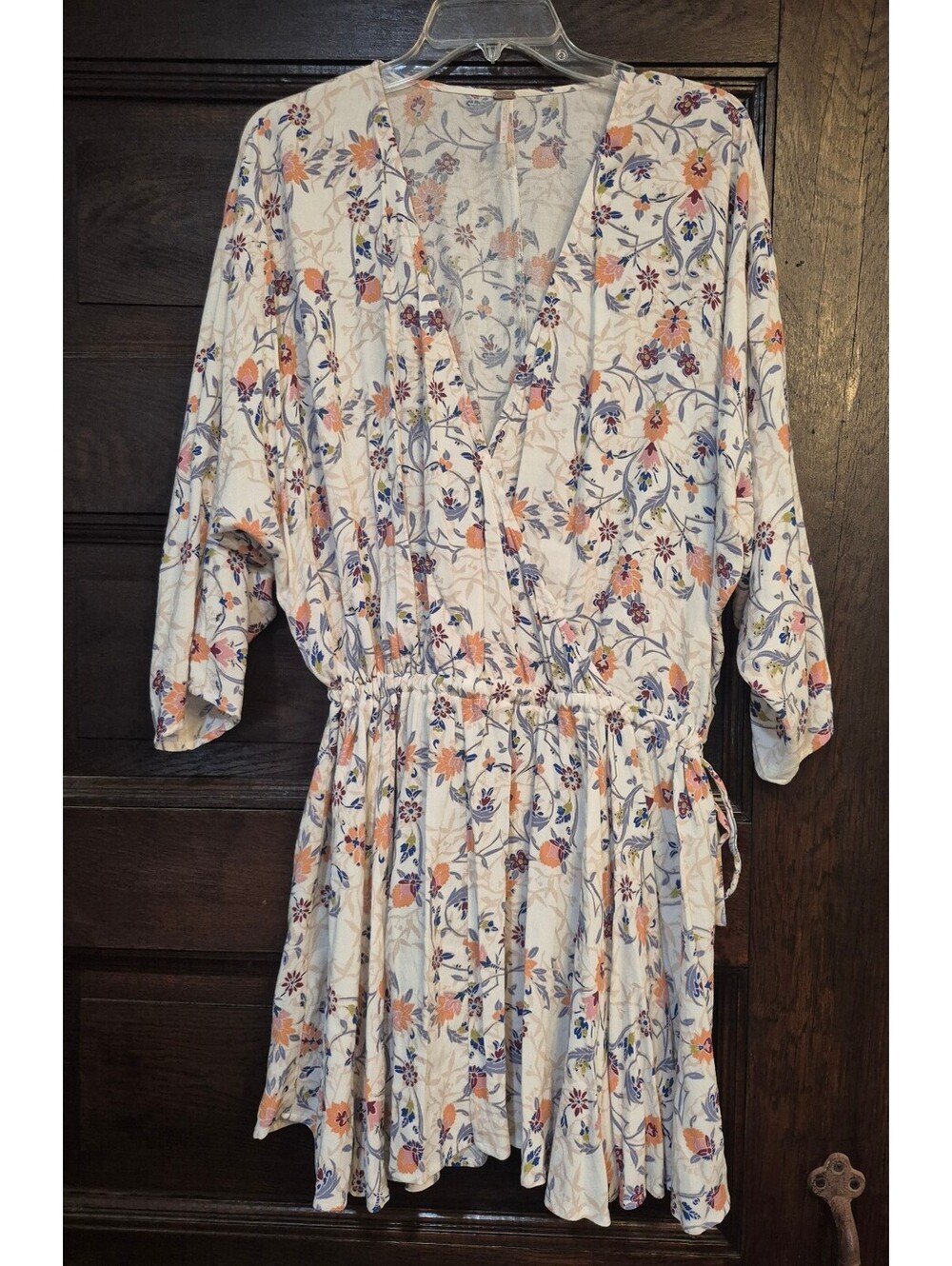 Free People Lighten Up Boho Floral Wrapped V-Neck Mini  Med
